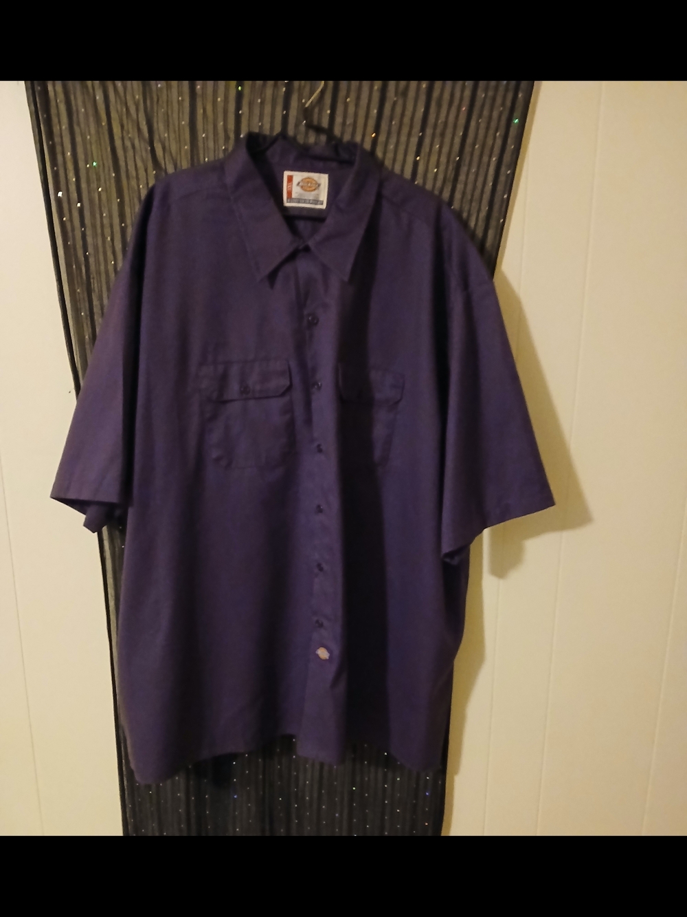 Dickies Men's Short Sleeve Button-Down Shirt in Purple